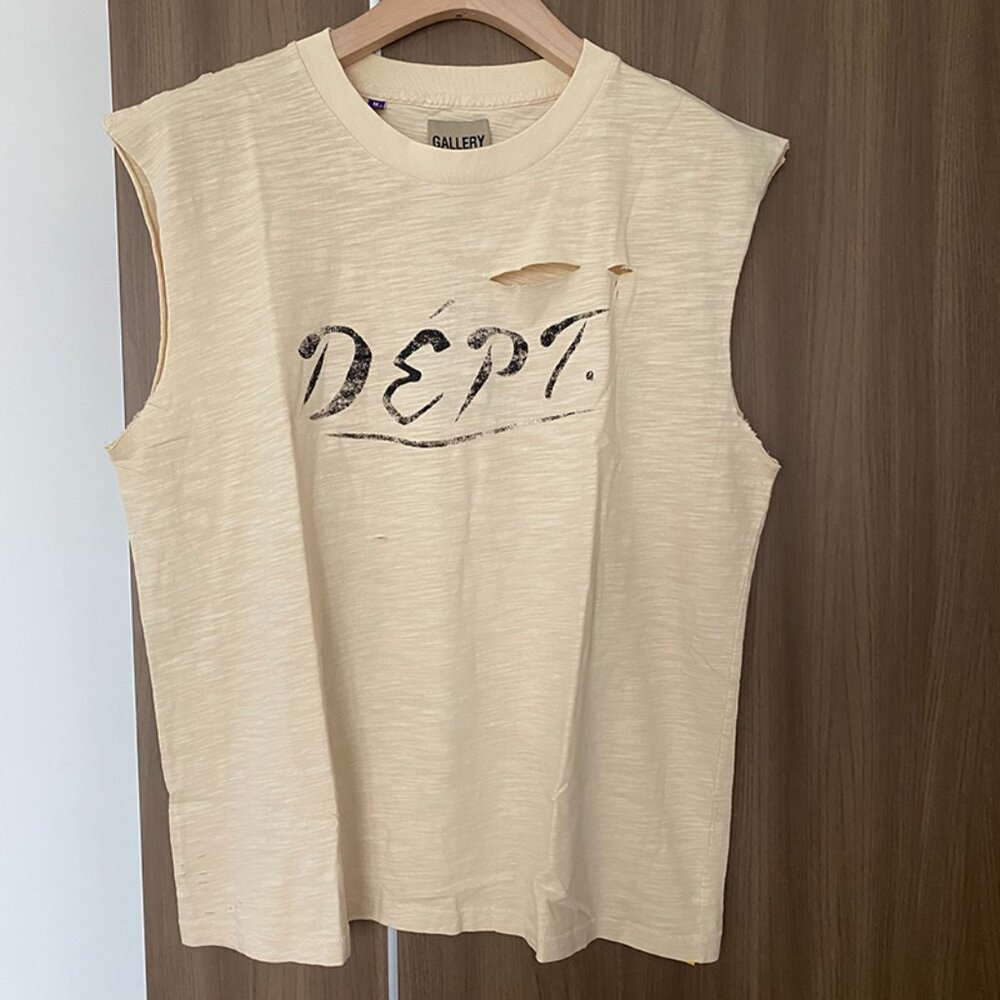 Gallery Dept Ripped Beige Sleeveless T-Shirt